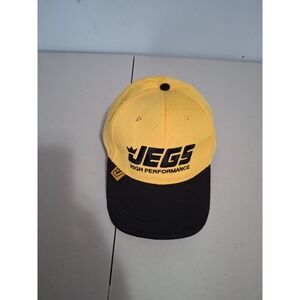 JEGS High Performance Headwear Hat Cap Adjustable Yellow and Black Strapback
